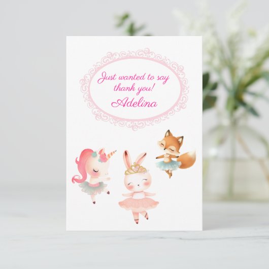 Tutu Leuke Ballerina Ballet Dieren Verjaardagsfees Bedankkaart (Staand voorkant)