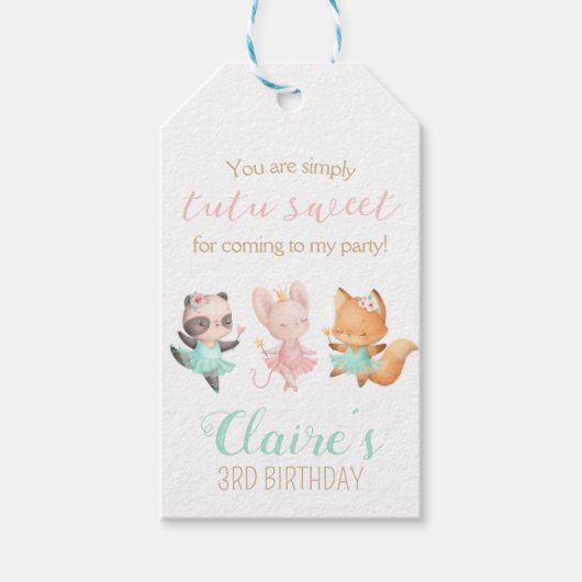 Tutu Leuke Ballerina Dier Ballet partij gunst Cadeaulabel (Voorkant)