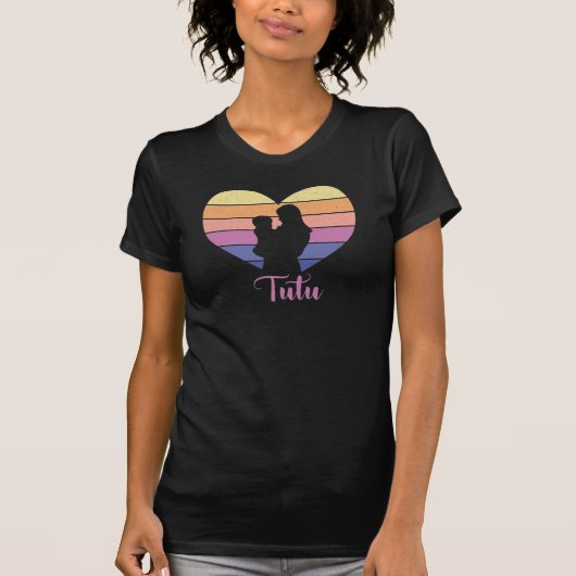 Tutu - Moeder en kind Retro Heart Silhouette T-shirt (Voorkant)