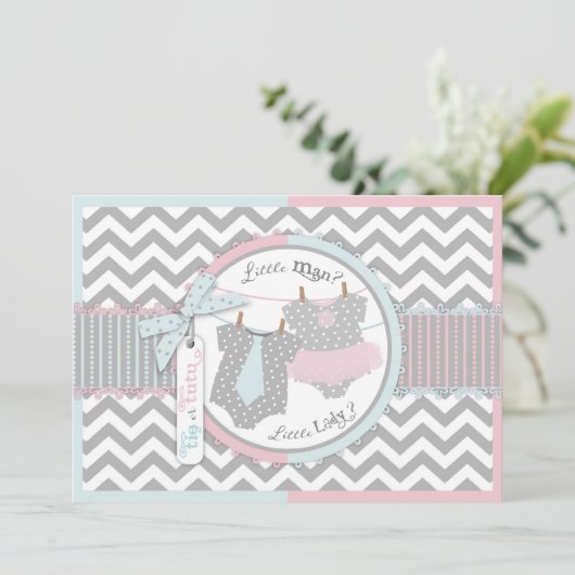 Tutu of Stropdas & Chevron Print Gender onthullen Kaart (Staand voorkant)