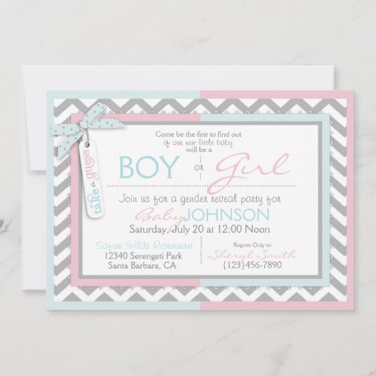 Tutu of Stropdas & Chevron Print Gender onthullen Kaart (Achterkant)