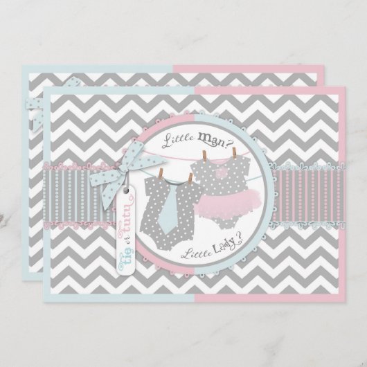 Tutu of Stropdas & Chevron Print Gender onthullen Kaart (Voorkant / Achterkant)