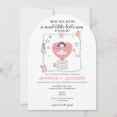 Tutu Opgewonden Ballerina QR Code Display Baby sho Kaart (Voorkant)