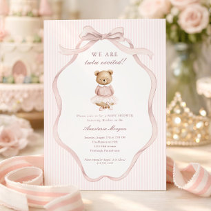 Tutu Opgewonden Roze Coquette Teddibeer Baby Showe Kaart