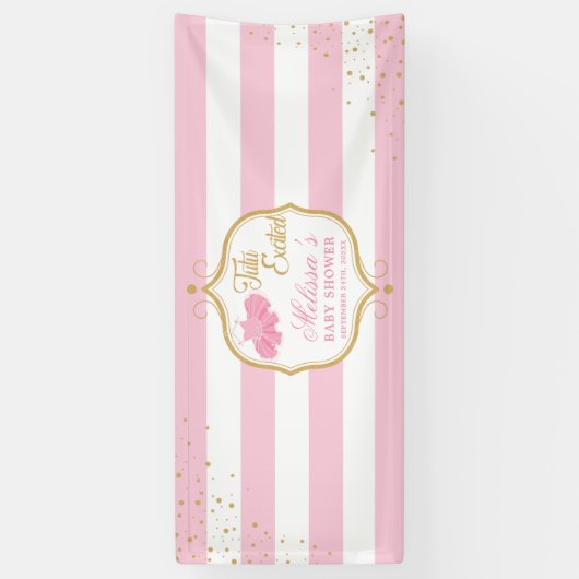 Tutu opgewonden roze jurk en gouden glitter vonken spandoek (Verticaal)