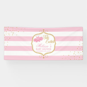 Tutu opgewonden roze jurk en gouden glitter vonken spandoek