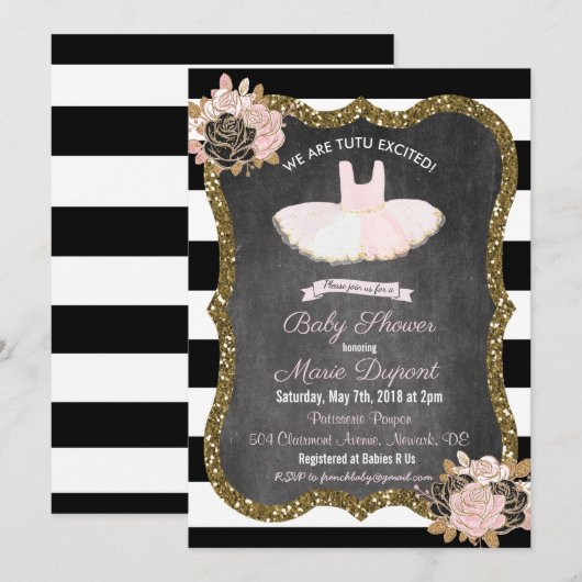 Tutu Opgewonden Tutu Baby shower Uitnodiging (Voorkant / Achterkant)