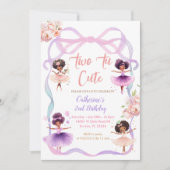 Tutu Paarse Boog Twee tot Schattigee 2e Verjaardag Kaart (Voorkant)