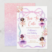 Tutu Paarse Strik Twee is Schattig 2de Verjaardag Kaart (Voorkant / Achterkant)