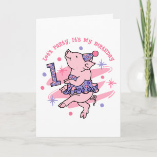 Tutu Piggy 1e verjaardag Kaart