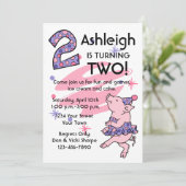 Tutu Piggy 2e verjaardag - Aangepaste uitnodiginge Kaart (Staand voorkant)