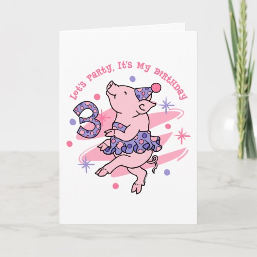 Tutu Piggy 3e verjaardag Kaart (Voorkant)