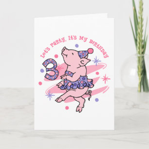Tutu Piggy 3e verjaardag Kaart