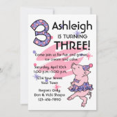 Tutu Piggy 3rd Birthday - Aangepaste uitnodigingen (Voorkant)