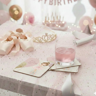 Tutu Pink Ballerina Ballet Dancer Girl Birthday Kartonnen Onderzetters