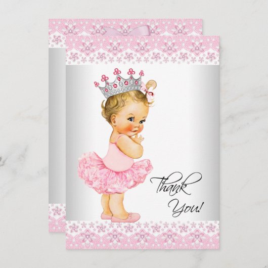 Tutu Princess Baby shower Bedankt (Voorkant / Achterkant)