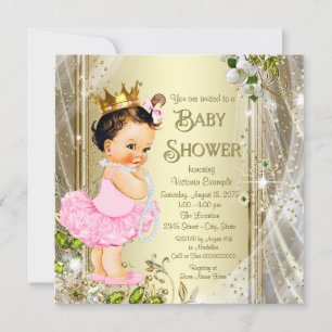 Tutu Princess Pink Gold Baby shower Kaart