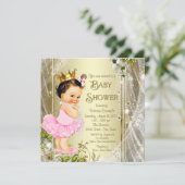 Tutu Princess Roze Goud Baby shower Kaart (Staand voorkant)