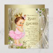 Tutu Princess Roze Goud Baby shower Kaart (Voorkant / Achterkant)