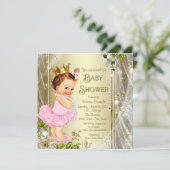 Tutu Princess Roze Goud Baby shower Kaart (Staand voorkant)