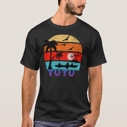 Tutu Retro Zonsondergang Oceaan Grootvader T-shirt (Voorkant)