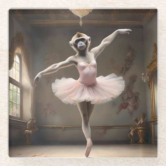 "Tutu-rific! De sierlijke pirouette van de Gibbon Glazen Onderzetter (Voorkant)