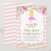 Tutu roze meisje verjaardagsuitnodiging kaart (Voorkant / Achterkant)