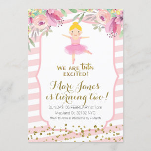 Tutu roze meisje verjaardagsuitnodiging kaart