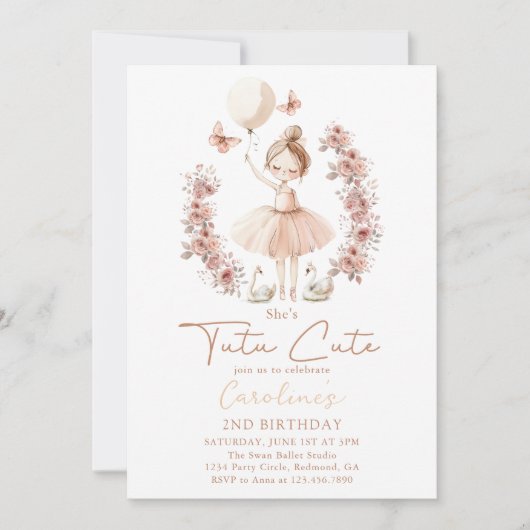 Tutu Schattig Ballet Ballerina Verjaardag Kaart (Voorkant)