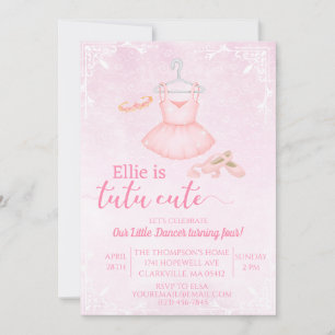 tutu schattig roze ballerina aquarel uitnodiging