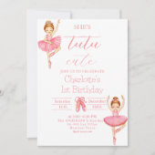 Tutu Schattige Ballerina Meisje 1e Verjaardag Kaart (Voorkant)