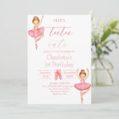 Tutu Schattige Ballerina Meisje 1e Verjaardag Kaart (Staand voorkant)