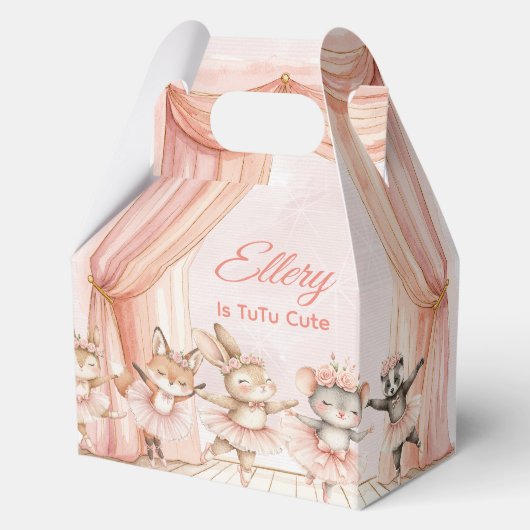 🦊🐰🩰 "TuTu Schattige" Ballerina Party Boxen Bedankdoosjes (Voorkant)