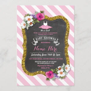 Tutu Schattige Meisje Roos Roze Ballet Baby shower Kaart