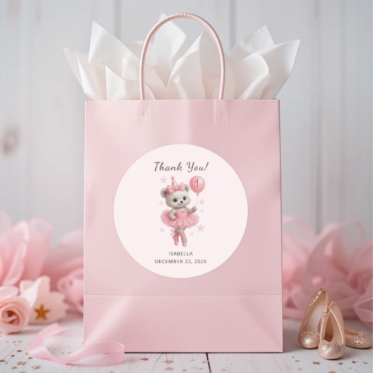 Tutu Schattigee Ballerina Beer 1e Verjaardag Dank Ronde Sticker