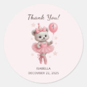 Tutu Schattigee Ballerina Beer 1e Verjaardag Dank Ronde Sticker (Voorkant)