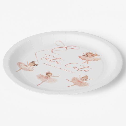 Tutu Schattigee Ballerina Verjaardag Papieren Bordje (Gekanteld)