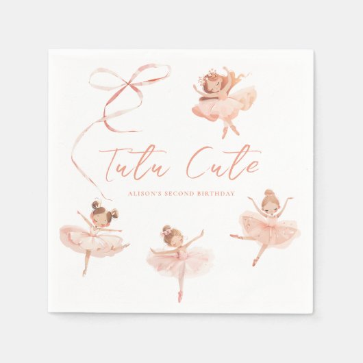 Tutu Schattigee Ballerina Verjaardag Servet (Voorkant)