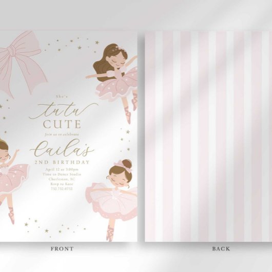 Tutu Schattigee Ballerina Verjaardagsuitnodiging Kaart