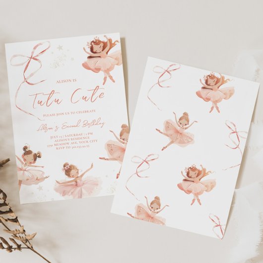 Tutu Schattigee Ballerina Verjaardagsuitnodiging Kaart