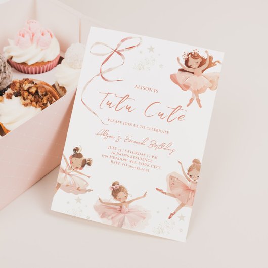 Tutu Schattigee Ballerina Verjaardagsuitnodiging Kaart