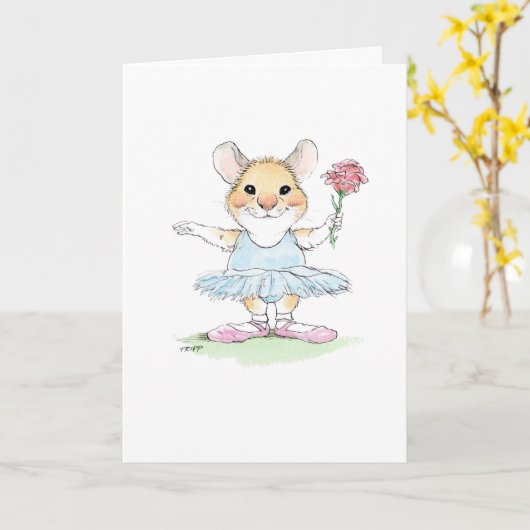 Tutu Schattigee Balletmuis Kaart (Gele Bloem)