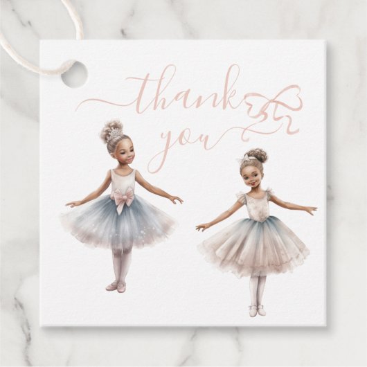 Tutu Schattigee Elegante Ballerina Verjaardag Dank Bedankjes Labels (Voorkant)