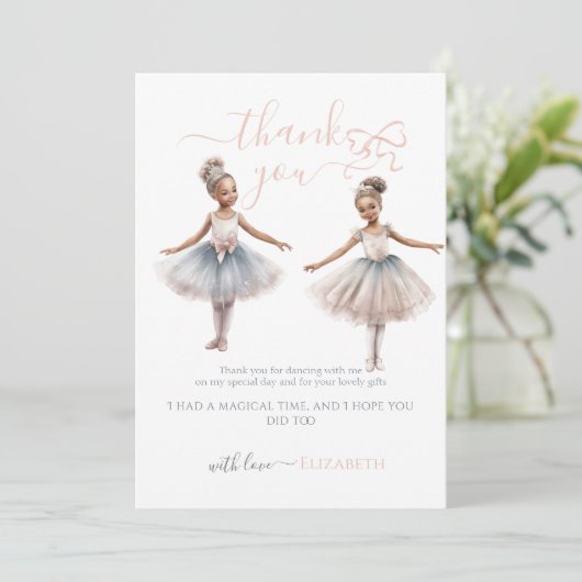 Tutu Schattigee Elegante Ballerina Verjaardag Dank Bedankkaart (Staand voorkant)