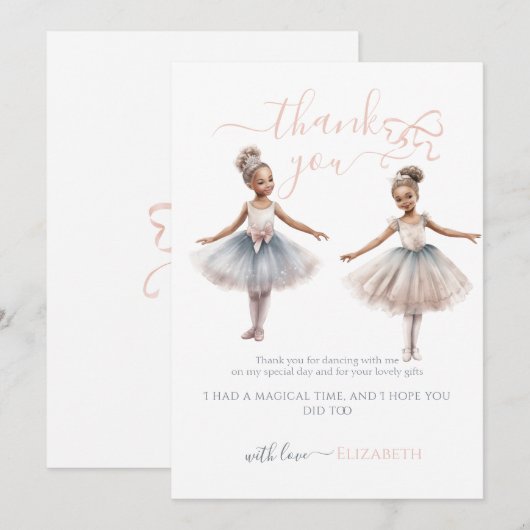 Tutu Schattigee Elegante Ballerina Verjaardag Dank Bedankkaart (Voorkant / Achterkant)