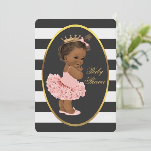 Tutu Schattigee etnische prinses zwart witte strep Kaart (Staand voorkant)