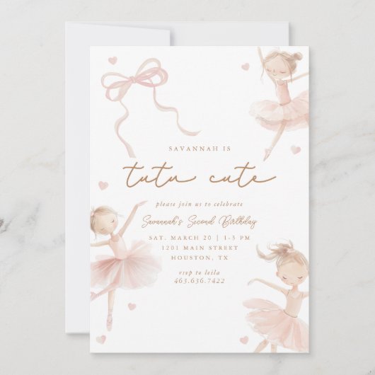 Tutu Schattigee meisjes tweede ballerina verjaarda Kaart (Voorkant)