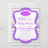 Tutu Schattigee Paarse Baby shower Uitnodiging (Voorkant)