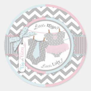 Tutu & Stropdas Chevron Print Geslacht onthullen B Ronde Sticker