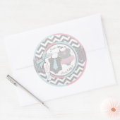 Tutu & Stropdas Chevron Print Geslacht onthullen B Ronde Sticker (Envelop)